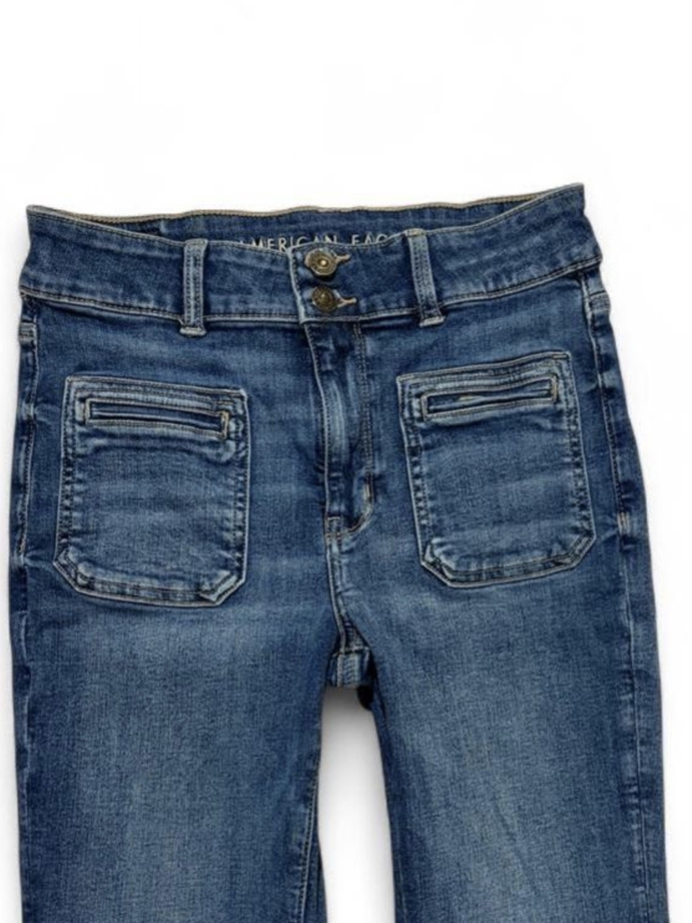 AE Super High Waisted Flare Jeans LIKE NEW SIZE 10 SHORT - Picture 2 of 8